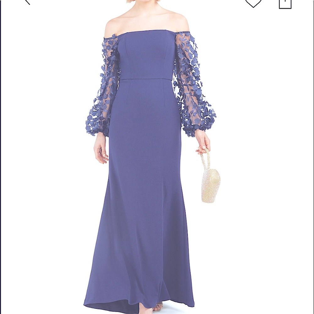 3D Floral-Sleeve Scuba Gown Eliza J